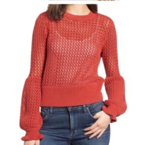 Rebecca Minkoff Bianca Sweater Terracotta Size S Fisherman Spring Mesh Coquette